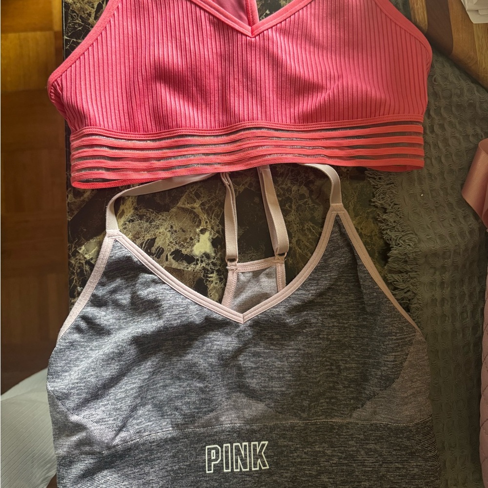 PINK Victoria's Secret Pink and Gray Sports Bras
